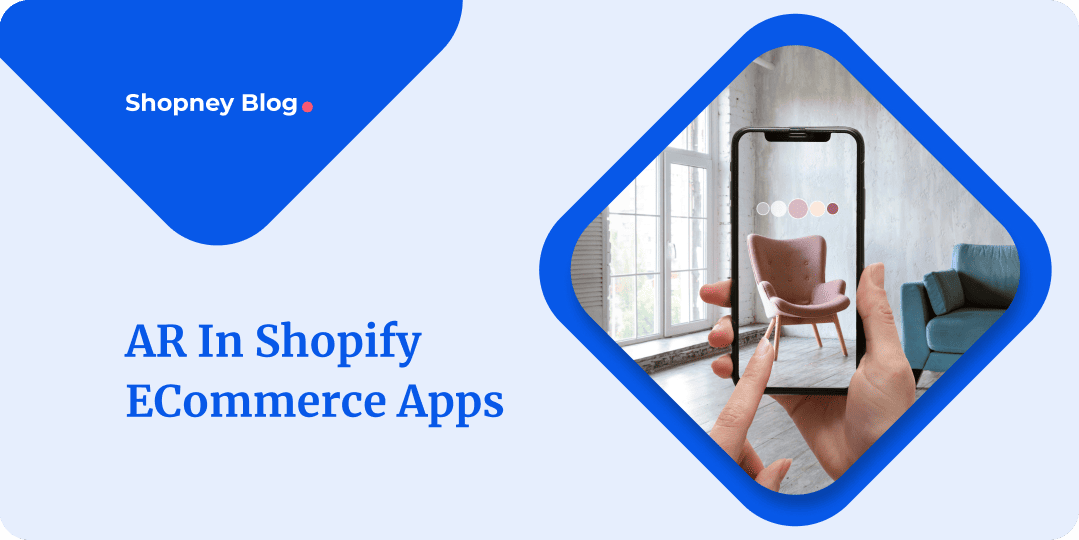 a blog cover image about AR in Shopify eCommerce apps